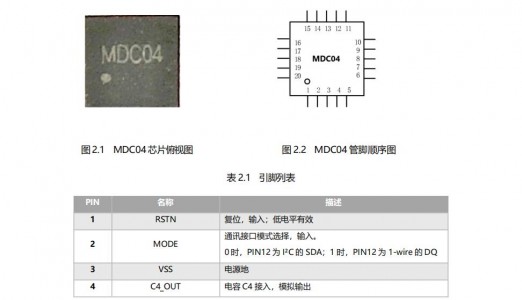 高精度數(shù)字電容傳感芯片MDC04的產(chǎn)品參數(shù)介紹