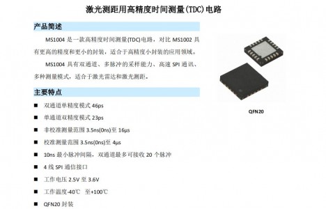 激光測(cè)距芯片 - MS1004激光測(cè)距用高精度時(shí)間測(cè)量(TDC)電路