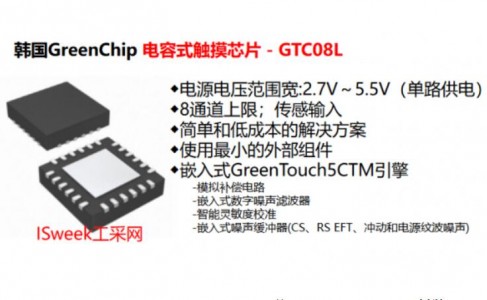 八通道觸摸芯片GTC08L Pin to Pin替代啟攀微八通道觸摸芯片