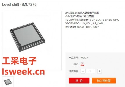 應(yīng)用在GOA TFT-液晶面板中的19通道高壓水平移位器 - iML7276
