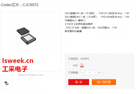一款低功耗、高質(zhì)量的24位立體聲編解碼器-CJC8972